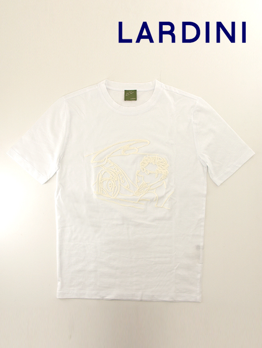 LARDINI/ラルディーニ　Tシャツ/刺繍/Luigi Cesare Romano Augusto　lar440401-ホワイト×イエロー