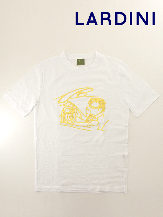 LARDINI/ラルディーニ　Tシャツ/刺繍/Luigi Cesare Romano Augusto　lar440403-ホワイト×ホワイト