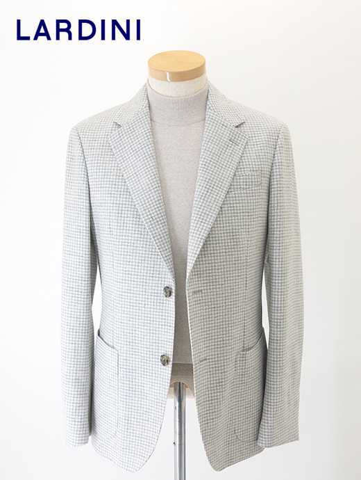LARDINI/ラルディーニ　3Bジャケット/千鳥格子ウールカシミア　lar501603-エクリュ×ライトグレー