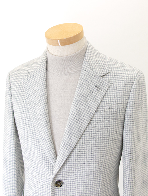 LARDINI/ラルディーニ　3Bジャケット/千鳥格子ウールカシミア　lar501603-エクリュ×ライトグレー