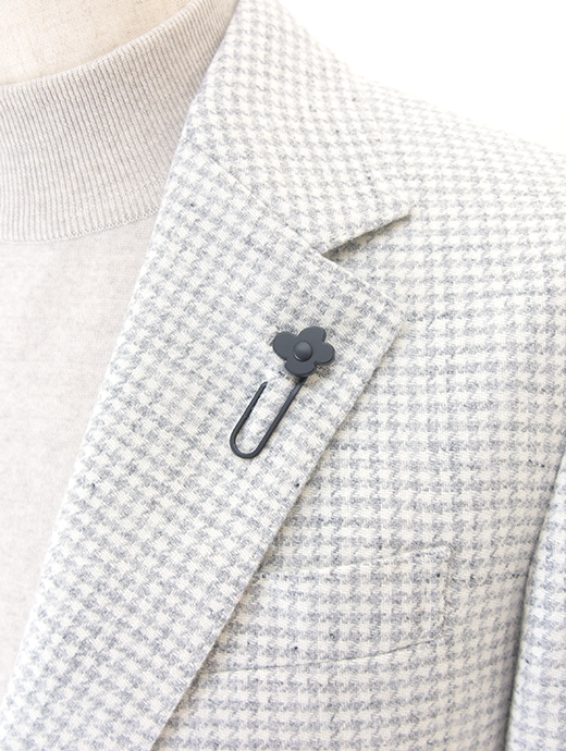 LARDINI/ラルディーニ　3Bジャケット/千鳥格子ウールカシミア　lar501603-エクリュ×ライトグレー