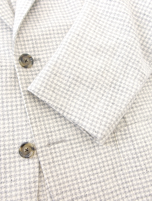 LARDINI/ラルディーニ　3Bジャケット/千鳥格子ウールカシミア　lar501603-エクリュ×ライトグレー