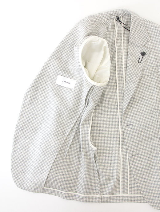 LARDINI/ラルディーニ　3Bジャケット/千鳥格子ウールカシミア　lar501603-エクリュ×ライトグレー