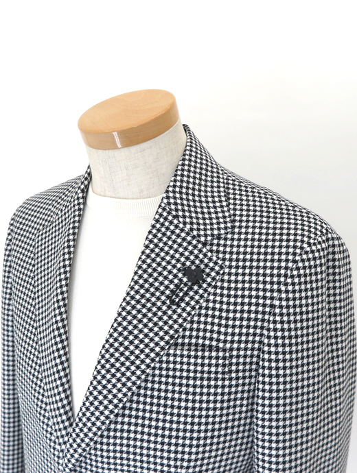 LARDINI/ラルディーニ　3Bジャケット/千鳥格子風ウールコットン　lar520201-ブラック×ホワイト