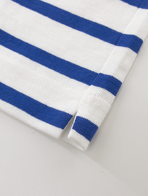 Le minor/ルミノア　半袖バスクシャツ　lem440801-ホワイト×ブルー