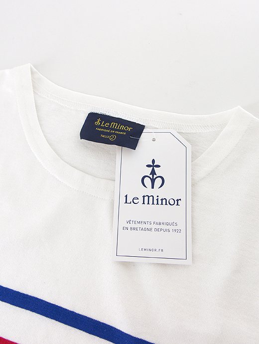 Le minor/ルミノア　半袖バスクシャツ　lem440801-ホワイト×ブルー