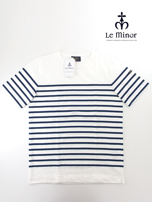 Le minor/ルミノア　半袖バスクシャツ　lem440804-ホワイト×ネイビー