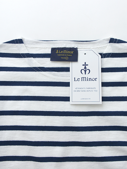 Le minor/ルミノア　バスクシャツ/9分丈　lem460801-ホワイト×ネイビー