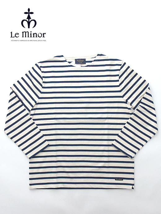 Le minor/ルミノア　バスクシャツ/9分丈　lem460802-エクリュ×ネイビー
