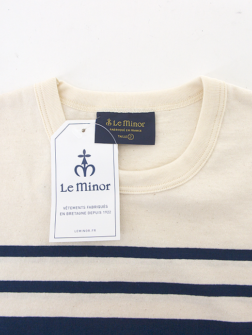Le minor/ルミノア 変則ボーダーT　バスクシャツ/長袖　lem460803-エクリュ×ネイビー