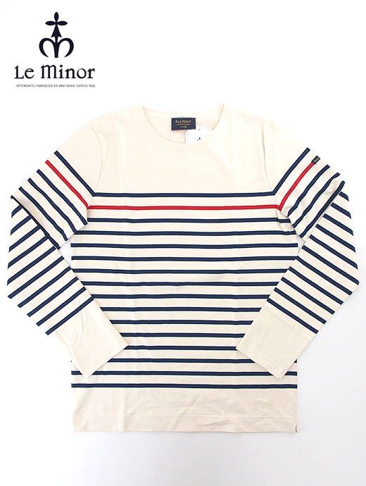 Le minor/ルミノア　バスクシャツ/長袖　lem460804-エクリュ×ネイビー×レッド