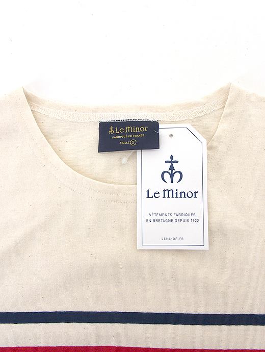 Le minor/ルミノア　バスクシャツ/長袖　lem460804-エクリュ×ネイビー×レッド