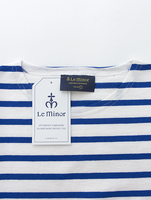 Le minor/ルミノア　バスクシャツ/半袖　lem460806-ホワイト×ブルー