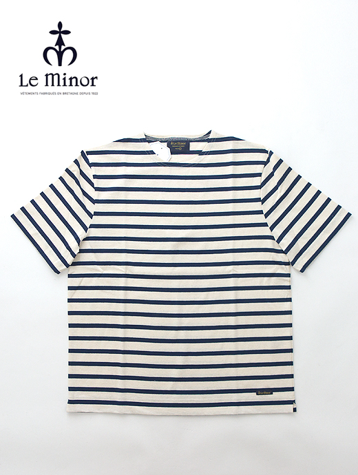 Le minor/ルミノア　バスクシャツ/半袖　lem460807-エクリュ×ネイビー