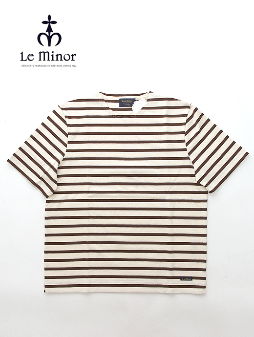 Le minor/ルミノア　バスクシャツ/半袖　lem460808-エクリュ×ブラウン