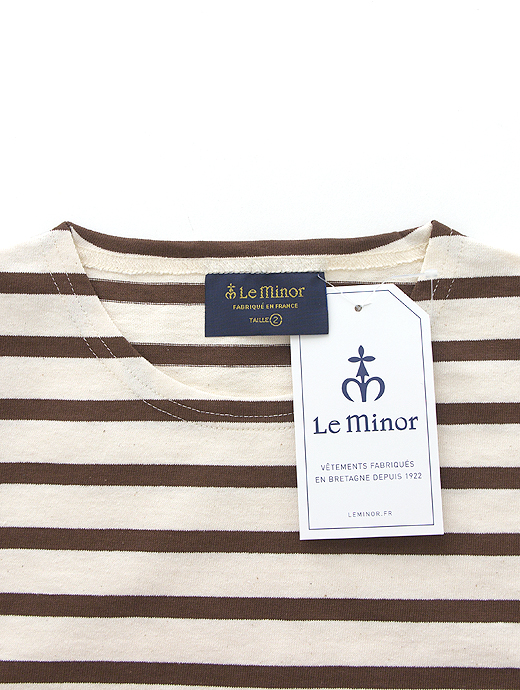 Le minor/ルミノア　バスクシャツ/半袖　lem460808-エクリュ×ブラウン