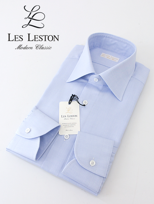LES LESTON/レスレストン　ドレスシャツ/セミワイドカラー/ロイヤルオックスフォード　les381202-サックスブルー