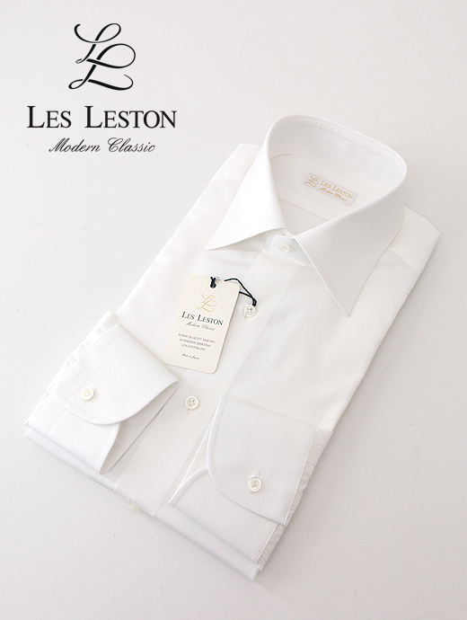 LES LESTON/レスレストン　ドレスシャツ/セミワイドカラー/120双ブロード　les400201-ホワイト