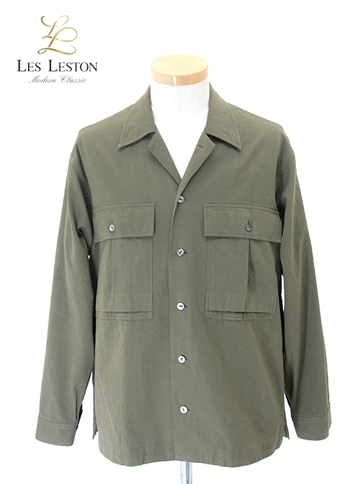 再入荷しまし　LES LESTON/レスレストン　シャツアウター/コットンツイル　les501801-ミリタリーグリーン
