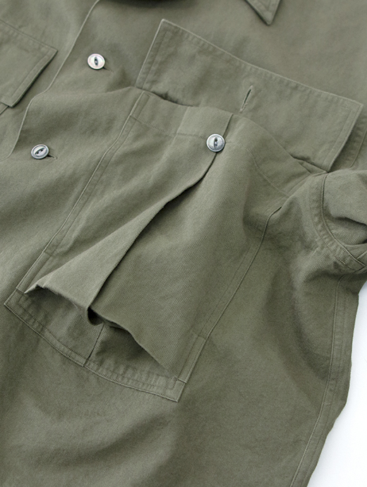 再入荷しまし　LES LESTON/レスレストン　シャツアウター/コットンツイル　les501801-ミリタリーグリーン