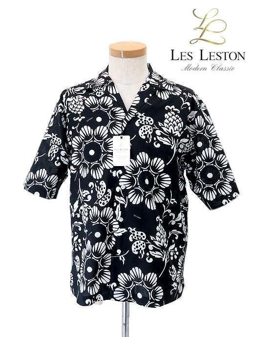 LES LESTON/レスレストン　半袖オープンシャツ カジュアルシャツ　les521001-ブラック×ホワイト