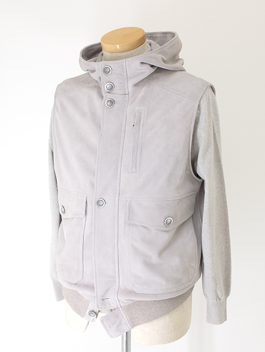 Laboratory of Last Resort/ラボラトリー・オブ・ラスト・リゾート　スエードフーデッドベスト　llr502201-ライトグレージュ
