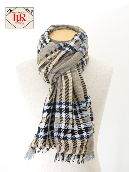 Laboratory of Last Resort/ラボラトリー・オブ・ラスト・リゾート　リバーシブルマフラー/カシミアウール&4者混　llr502401-ベージュ×グレー