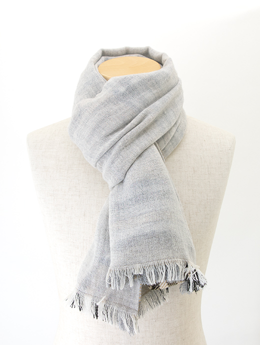 Laboratory of Last Resort/ラボラトリー・オブ・ラスト・リゾート　リバーシブルマフラー/カシミアウール&4者混　llr502401-ベージュ×グレー