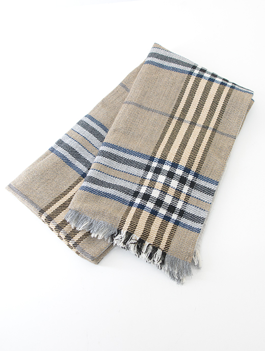 Laboratory of Last Resort/ラボラトリー・オブ・ラスト・リゾート　リバーシブルマフラー/カシミアウール&4者混　llr502401-ベージュ×グレー