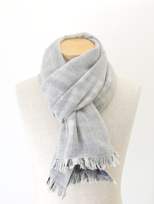 Laboratory of Last Resort/ラボラトリー・オブ・ラスト・リゾート　リバーシブルマフラー/カシミアウール&4者混　llr502402-ネイビー×グレー