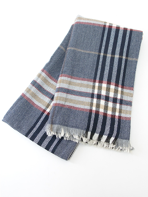 Laboratory of Last Resort/ラボラトリー・オブ・ラスト・リゾート　リバーシブルマフラー/カシミアウール&4者混　llr502402-ネイビー×グレー