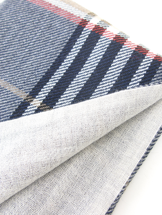 Laboratory of Last Resort/ラボラトリー・オブ・ラスト・リゾート　リバーシブルマフラー/カシミアウール&4者混　llr502402-ネイビー×グレー