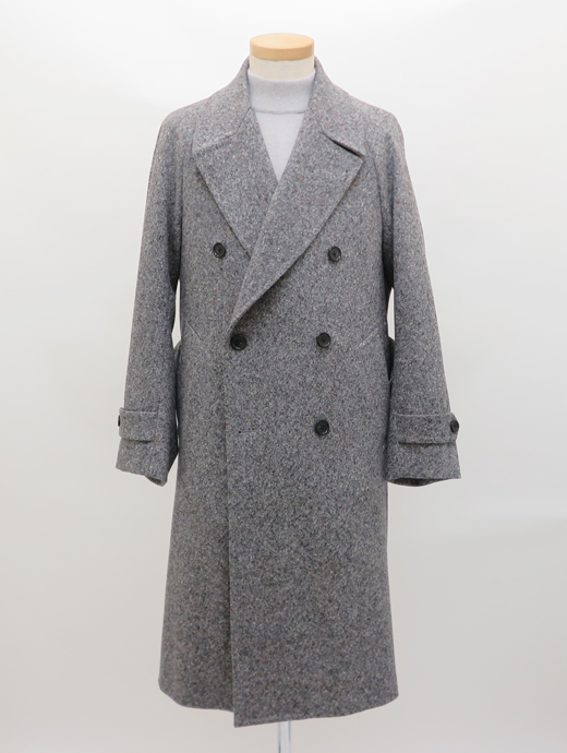 Laboratory of Last Resort/ラボラトリー・オブ・ラスト・リゾート　ベルテッドラグランコート/ダブルブレスト/Bottoliホームスパンツイード　llr502410-グレー