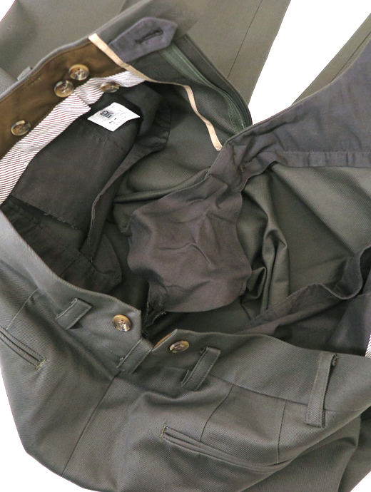 Laboratory of Last Resort/ラボラトリー・オブ・ラスト・リゾート　2プリーツコットントラウザーズウィンザーモデル/ヴィンテージコットンツイル　llr520603-グレイッシュモス