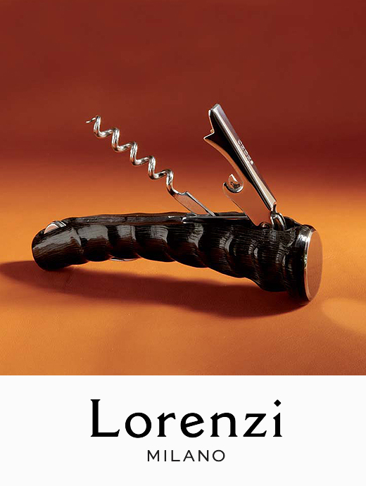 Lorenzi/ロレンツィ　ソムリエナイフ/ワインオープナー/スプリングボッグの角　lor421405-ブラック