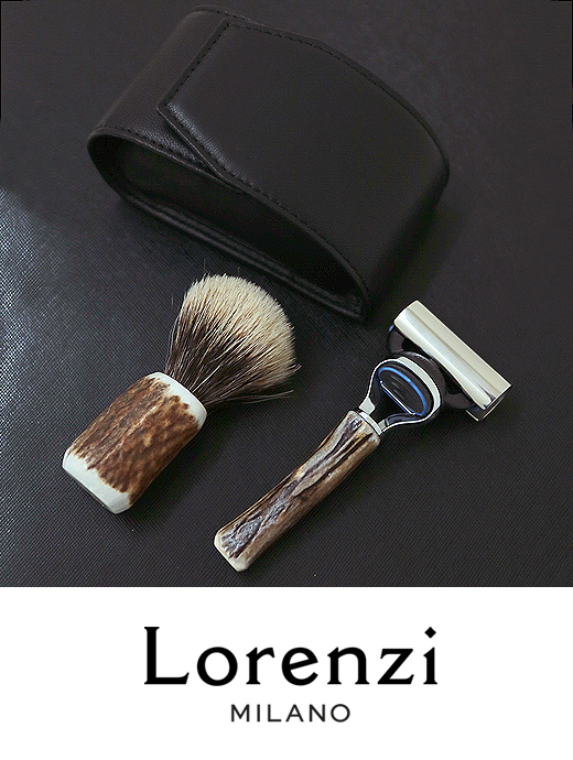 Lorenzi/ロレンツィ　トラベルシェービングセット/ジレット/フュージョン　lor421412-ブラック