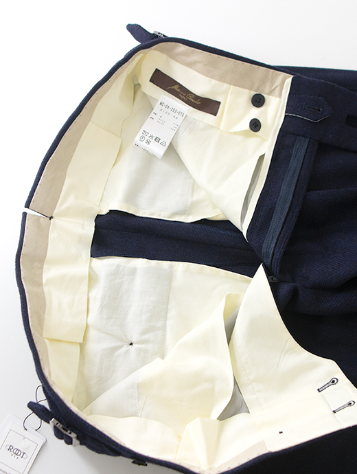 Massimo Corrado/マッシモ・コラード　別注トラウザーズ/ウィンザーモデル/ウールカシミア　mac502002-ネイビーブルー