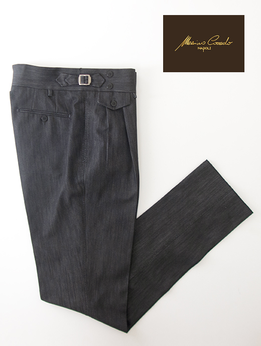 Massimo Corrado/マッシモ・コラード　ベルトレストラウザーズ/リジッドブラックデニム　mac502201-ブラック
