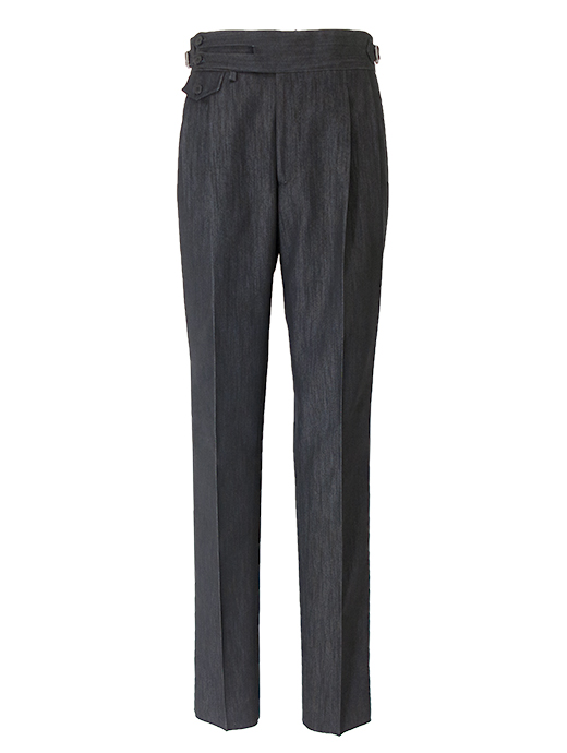 Massimo Corrado/マッシモ・コラード　ベルトレストラウザーズ/リジッドブラックデニム　mac502201-ブラック