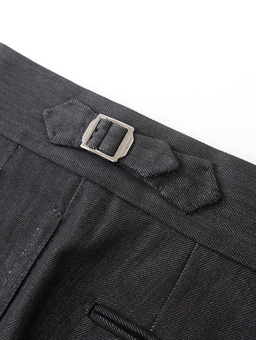 Massimo Corrado/マッシモ・コラード　ベルトレストラウザーズ/リジッドブラックデニム　mac502201-ブラック