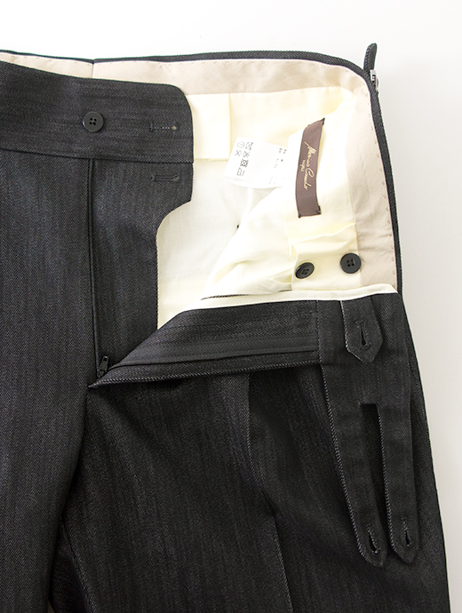 Massimo Corrado/マッシモ・コラード　ベルトレストラウザーズ/リジッドブラックデニム　mac502201-ブラック