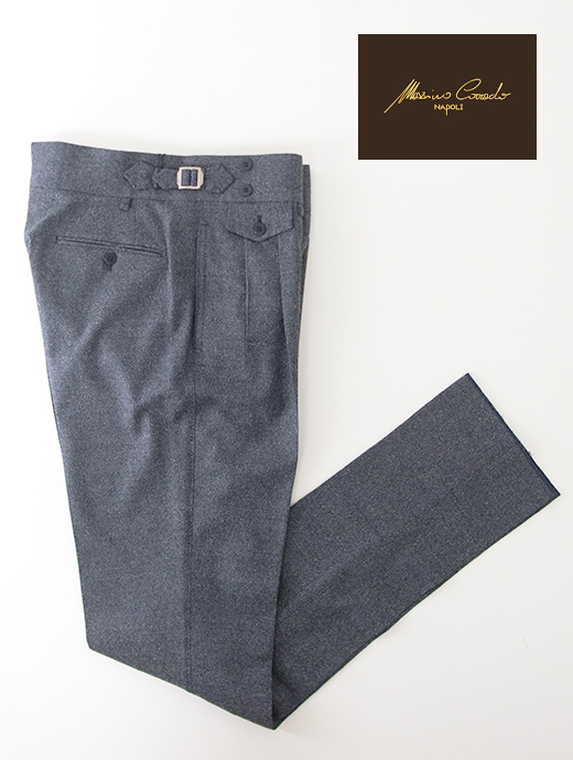 Massimo Corrado/マッシモ・コラード　ベルトレストラウザーズ/メランジウール　mac502202-ブルーグレー