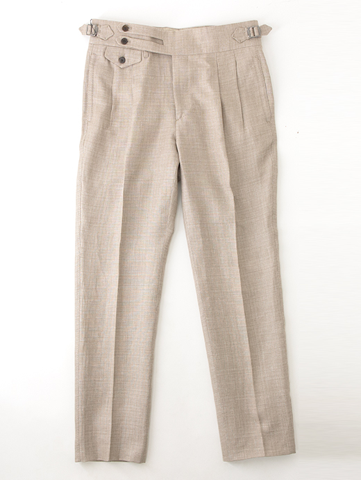 【26SS】Massimo Corrado/マッシモ・コラード　リネンウール/ベルトレストラウザーズ　mac502203-ライトブラウン