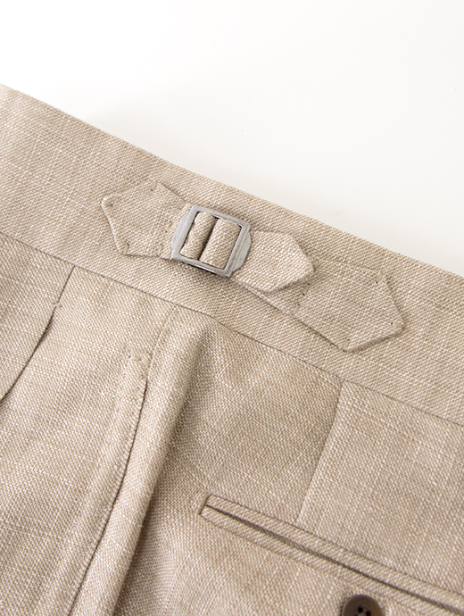 【26SS】Massimo Corrado/マッシモ・コラード　リネンウール/ベルトレストラウザーズ　mac502203-ライトブラウン