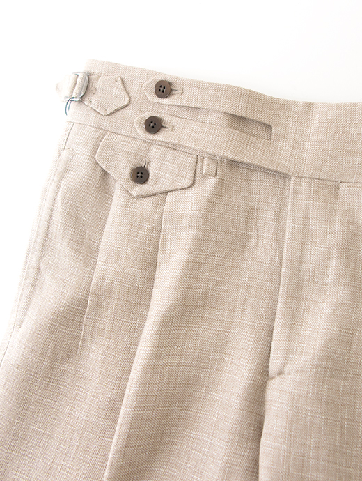 【26SS】Massimo Corrado/マッシモ・コラード　リネンウール/ベルトレストラウザーズ　mac502203-ライトブラウン