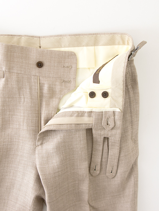 【26SS】Massimo Corrado/マッシモ・コラード　リネンウール/ベルトレストラウザーズ　mac502203-ライトブラウン