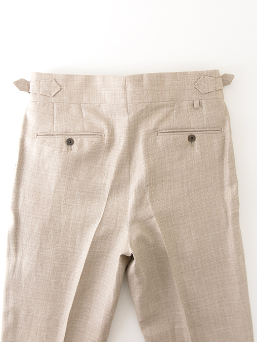 【26SS】Massimo Corrado/マッシモ・コラード　リネンウール/ベルトレストラウザーズ　mac502203-ライトブラウン