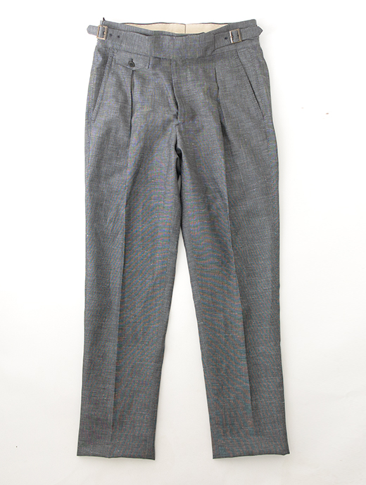 【26SS】Massimo Corrado/マッシモ・コラード　ウールリネン/ベルトレストラウザーズ　mac502204-グレー