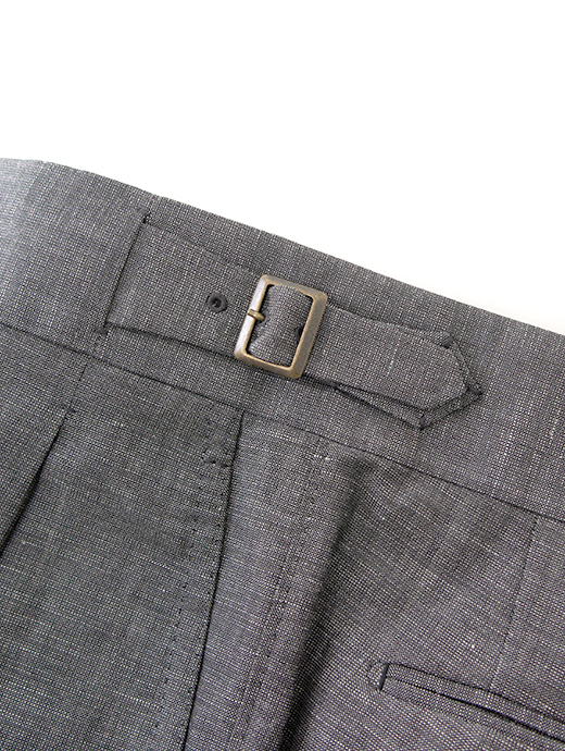 【26SS】Massimo Corrado/マッシモ・コラード　ウールリネン/ベルトレストラウザーズ　mac502204-グレー