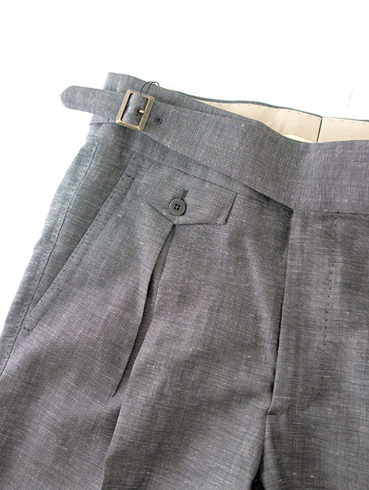 【26SS】Massimo Corrado/マッシモ・コラード　ウールリネン/ベルトレストラウザーズ　mac502204-グレー